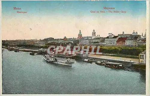 Cartes postales Mayence Quai au Rhin Bateau