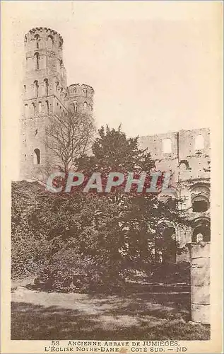 Cartes postales Ancienne Abbaye de Jumieges L'Eglise Noise Dame Cote Sud