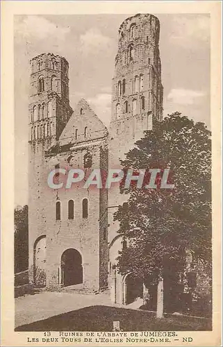 Ansichtskarte AK Ruines de L'Abbaye de Jumieges Les Deux Tours de L'Eglise Notre Dame