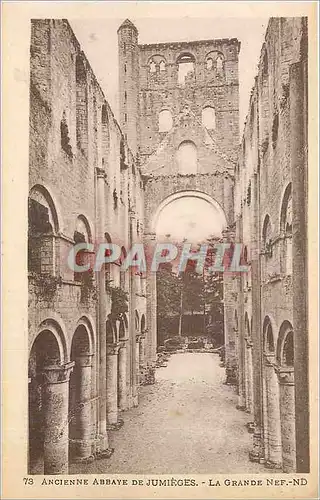 Cartes postales Ancienne Abbaye de Jumieges La Grande Nef ND