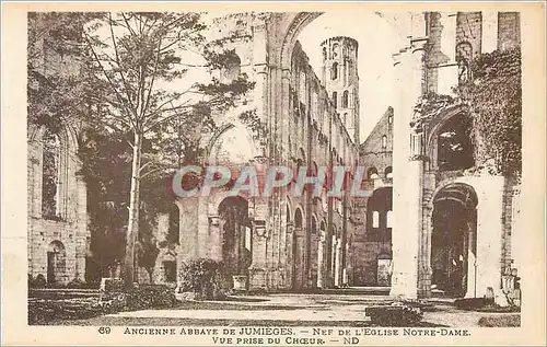 Cartes postales Ancienne Abbaye de Jumieges Nef de l'Eglise Notre Dame Vue prise du Choeur