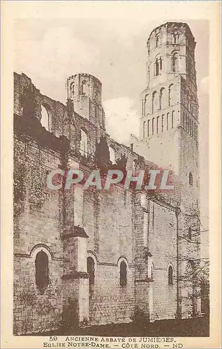 Cartes postales Ancienne Abbaye de Jumieges Eglise Notre Dame Cote Nord