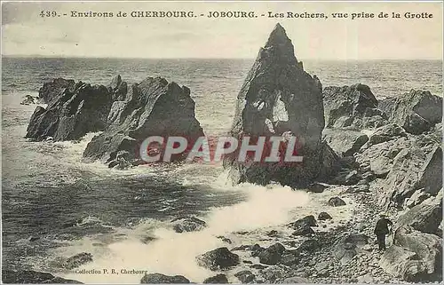 Cartes postales Environs de Cherbourg Jobourg Les Rochers vue prise de la Grotte