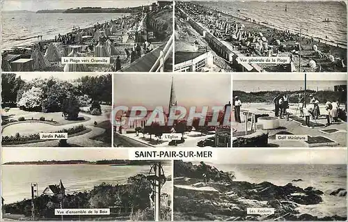 Cartes postales moderne Saint Pair sur Mer La plage vers Granville Jardin public Vue d'ensemble de la Baie Golf Les roch