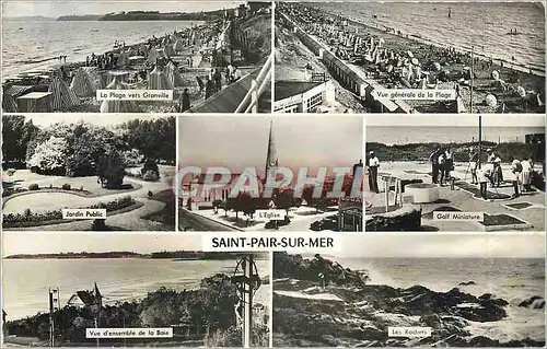 Moderne Karte Saint Pair sur Mer La plage vers Granville Jardin public Vue d'ensemble de la Baie Golf Les roch