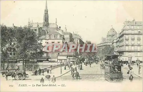 Cartes postales Paris Le Pont Saint Michel Autobus a l'imperiale