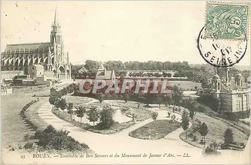 Cartes postales Rouen Ensemble de Bou Secours et du Monument de Jeanne d'Arc