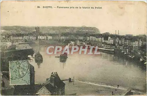 Cartes postales Dieppe Panorama pris de la falaise du Pollet Bateaux