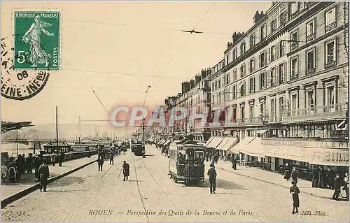 Cartes postales Rouen Perspective des Quais de la Bourse et de Paris Tramway