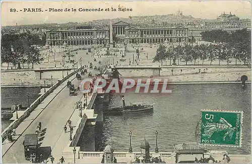 Cartes postales Paris Place de la Concorde et la Seine Bateau