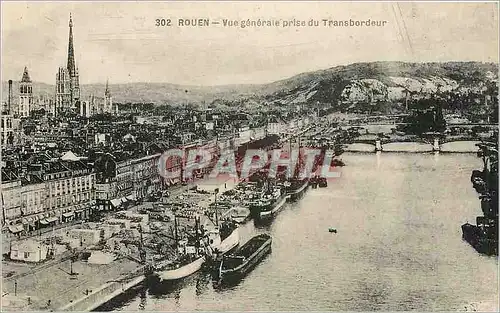 Cartes postales Rouen Vue generale prise du Transbordeur Bateaux