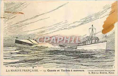 Ansichtskarte AK La Marine Francaise Canots et Yachts a moteurs Bateau