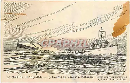Cartes postales La Marine Francaise Canots et Yachts a moteurs Bateau