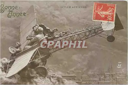 Cartes postales Bonne Annee Idylle Aerienne Avion Aviation