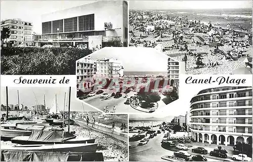 Moderne Karte Souvenir de Canet Plage Le casino La plage Entree de la plage Le front de mer