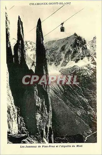 Cartes postales Chamonix Mont Blanc Les Jumeaux de Plan Praz et l'Aiguille du Midi