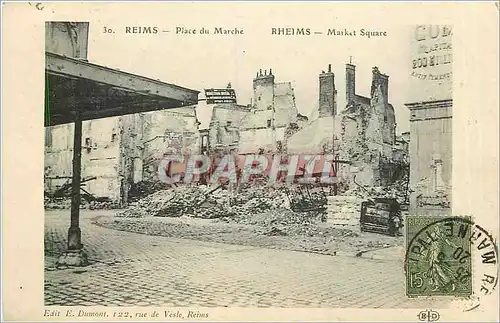 Cartes postales Reims Place du Marche Militaria