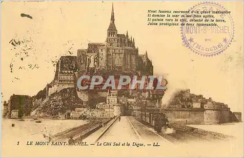 Ansichtskarte AK Le Mont Saint Michel Le Cote Sud et la Digue Train