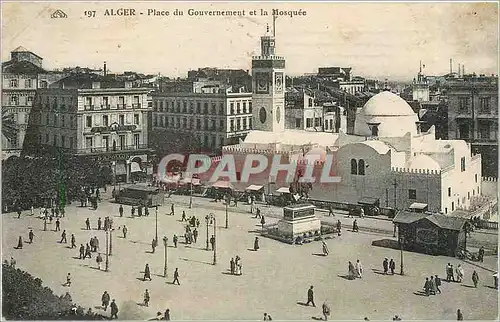 Cartes postales Alger Place du Gouvernement et la Mosquee