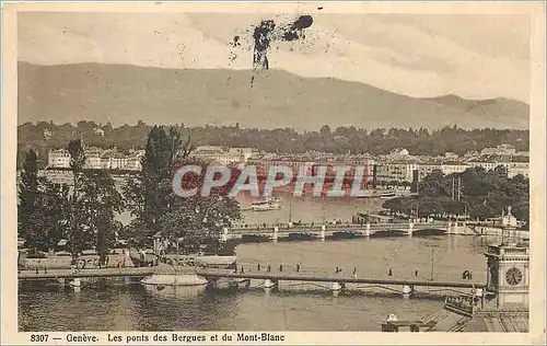 Ansichtskarte AK Geneve Les Ponts des Bergues et du Mont Blanc