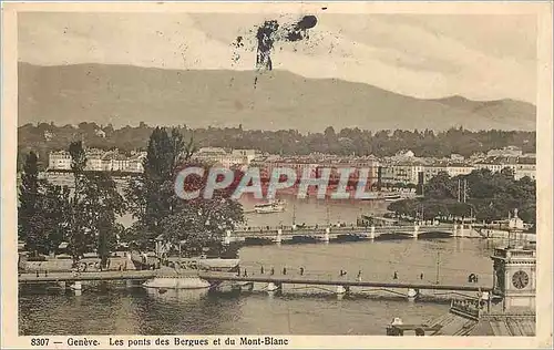 Cartes postales Geneve Les Ponts des Bergues et du Mont Blanc