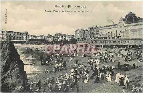 Ansichtskarte AK Biarritz Pittoresque Plage Palais et casino en &905