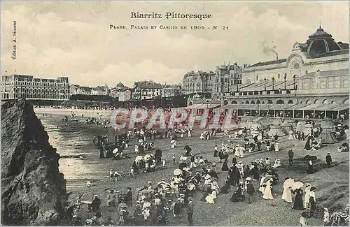 Cartes postales Biarritz Pittoresque Plage Palais et casino en &905