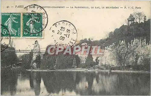 Cartes postales PARIS  Buttes-Chaumont La passerelle Le Belvedere