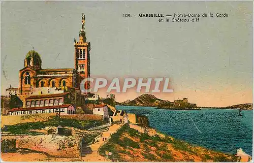 Cartes postales Marseille_Notr-Dame de la Garde et le Ch�teau d'If