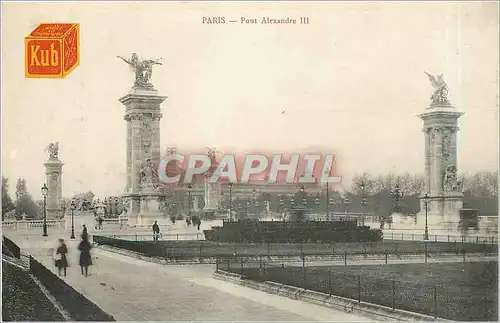 Cartes postales PARIS-Pont Alexandre III Publicite Kub