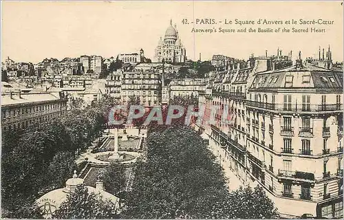 Cartes postales PARIS-Le Square d'Anvers et le Sacre C�ur