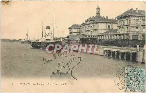 Ansichtskarte AK CALAIS La Gare Maritime Bateau