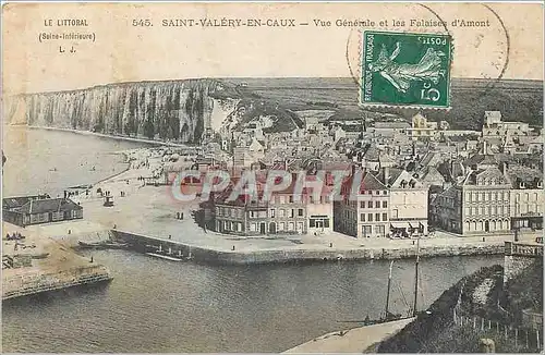 Cartes postales SAINT- VALERY - EN-CAUX Vue generale et les falaises d'amont