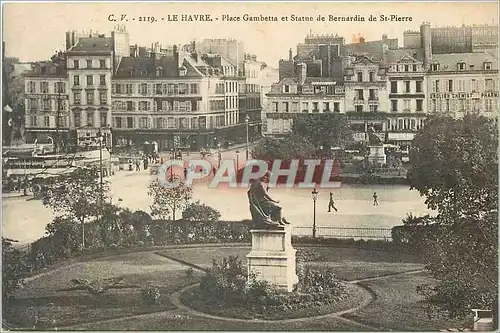 Cartes postales LE HAVRE - Place Gambetta et Statue de Bernadin