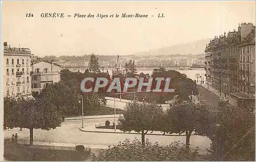 Cartes postales Geneve_Place des Alpes et le Mont-Blanc
