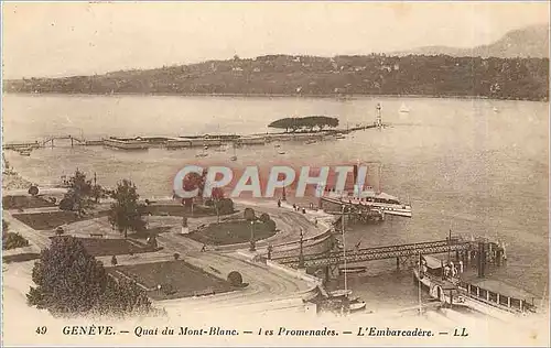 Cartes postales GENEVE Quai du Mont-Blanc Les promenades L'embarcadere