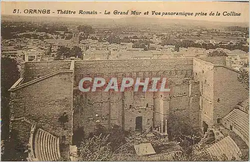 Cartes postales ORANGE - Theatre Romain Le grand mur et vue panoramique prise de la colline