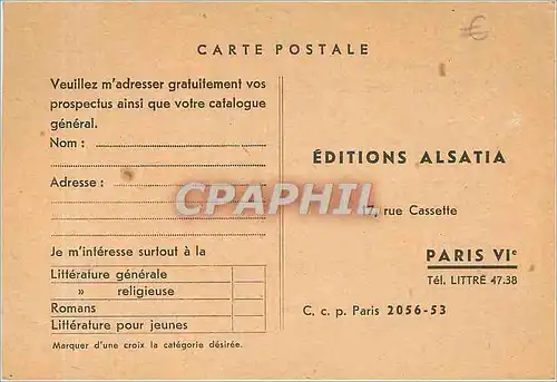 Cartes postales EDITIONS ALSATIA Rue Cassette Paris 6eme