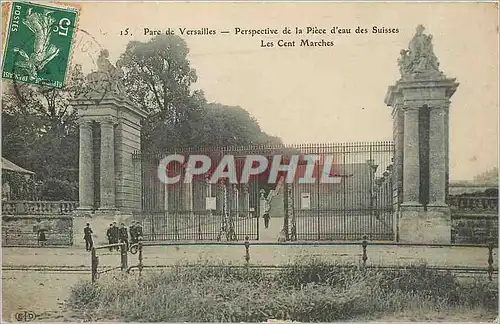 Cartes postales Versailles - Perspective de la Pi�ce d'eau des Suisses - Les Cent Marches