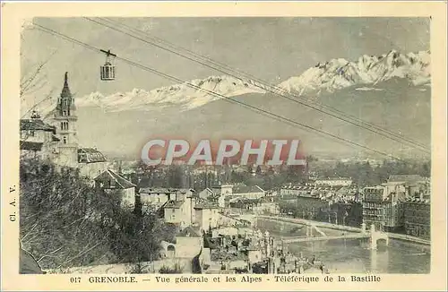Cartes postales GRENOBLE - Vue g�n�rale et les Alpes - T�l�ph�rique de la Bastille