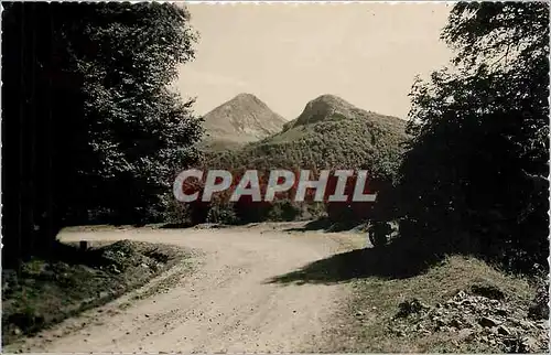 Moderne Karte Le PUY-MARY - Le Grand Tournant Route de Mandoailles Au fond le Griou et Griounot