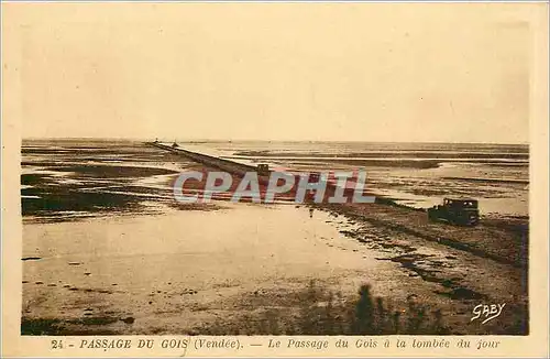 Cartes postales PASSAGE DU GOIS (Vend�e) - Le Passage du Gois � la tomb�e du jour