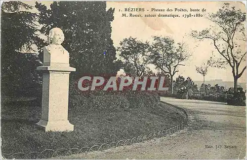Cartes postales BEZIER - Plateaux des Po�tes  buste de M. Rosier