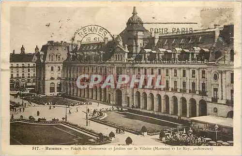 Cartes postales Rennes - Palais du Commerce et jardins sur la Vilaine