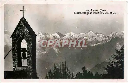 Ansichtskarte AK PEIRA-CAVA Clocher de l'Eglise et la Chaine des Alpes