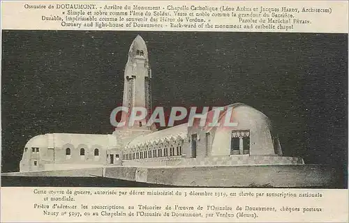 Cartes postales Ossuaire et Phare de DOUAUMONT Arri�re du Monument