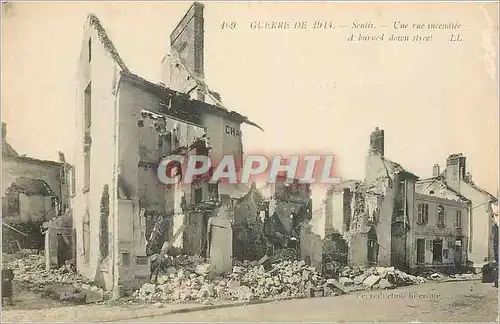 Ansichtskarte AK GUERRE DE 1914 - Senlis - Une rue incendi�e