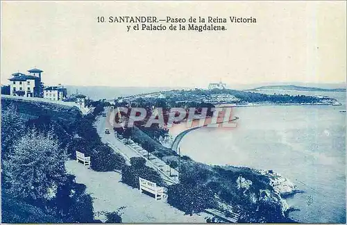 Cartes postales SANTANDER-Paseo de la Reina Victoria y el Palacio de la Magdalena