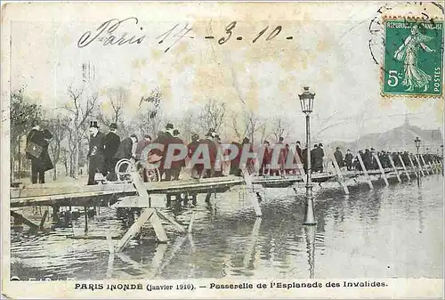 Cartes postales PARIS INONDE Passerelle de l'esplanade des Invalides