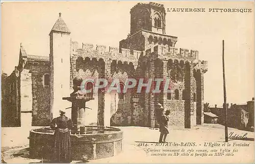 Cartes postales L'AUVERGNE PITTORESQUE-ROYAT les BAINS L'Eglise et la Fontaine